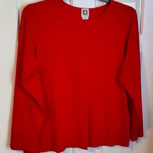 Anne Klein Red Long Sleeve Top 2X